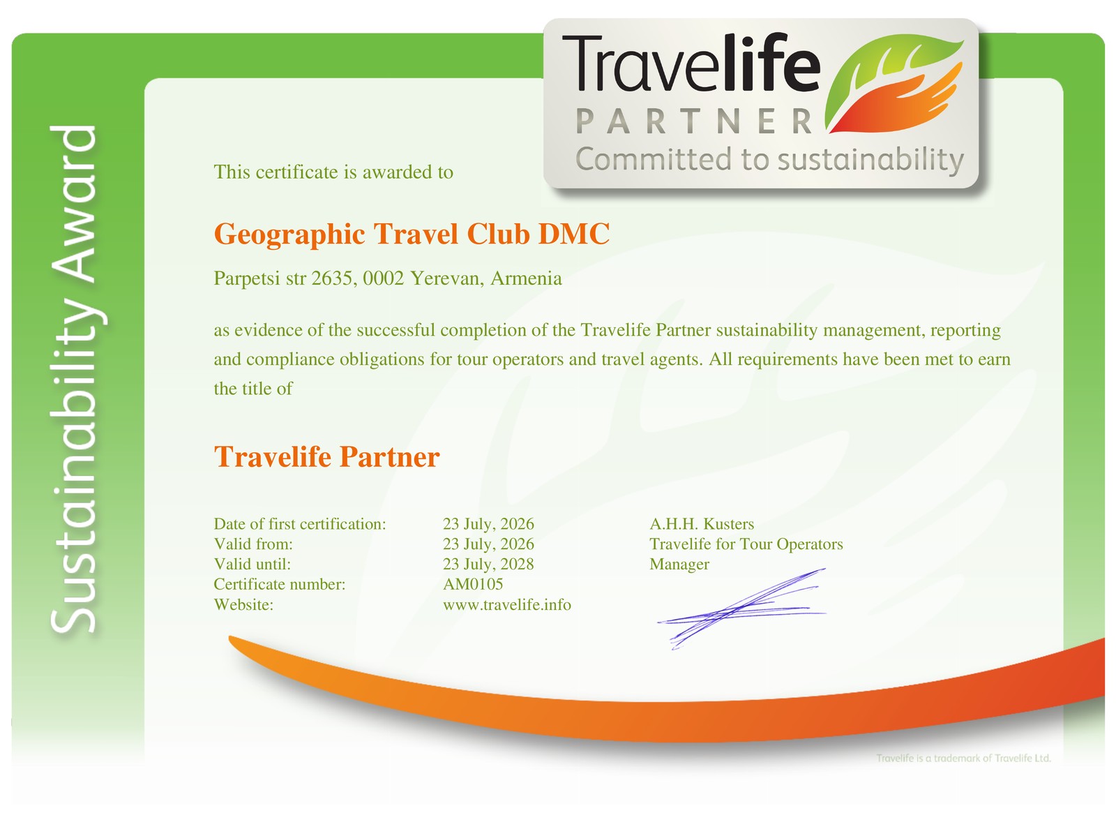 Geographic Travel Club Achieves Travelife Partner Status